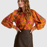Panama Top - Orange Floral