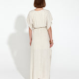 Heritage Linen Maxi Dress - Natural Pinstripe