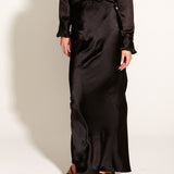 Only She Knows Bias Cut Maxi Skirt - Black