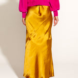 Only She Knows Bias Cut Maxi Skirt - Gold