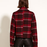 Choose You Cropped Military Jacket - Pink Red Check
