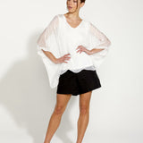Summer Fever Batwing Sleeve Oversized Silk Top  - White