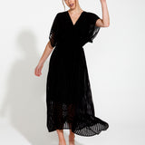 Beyond The Moon Kimono Wrap Midi Dress - Black