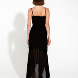 Oasis Sheer Frill Slip Maxi Dress - Black