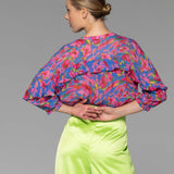 Take Me Out Frill Sleeve Shirt - Warp Floral