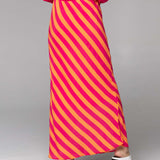 Wonderland Bias Cut Skirt - Pink Orange Stripe