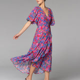 Take Me Out Wrap Midi Dress - Warp Floral