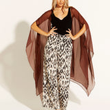 Paradise Wide Leg High-Waisted Pant - Abstract Animal Print in Cream/Brown
