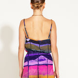 Somewhere Near Home Relaxed Cowl Neck Cami - Rainbow Marble Stripe