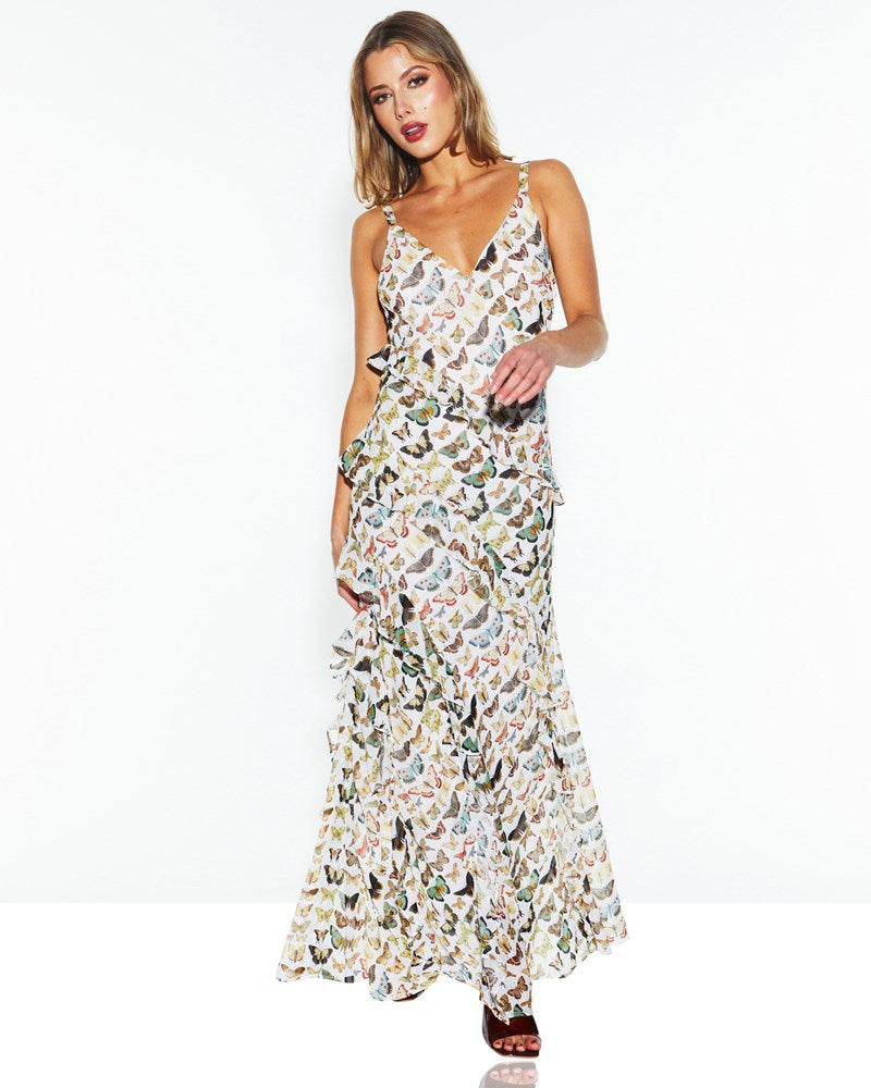 Aliza Party Dress in Black Sheer Silk | Fate & Becker