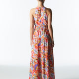 Midsummer Halter Maxi Dress - Sunset Palm