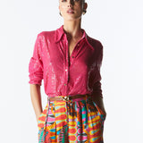 Impression Sequin Shirt - Fuchsia