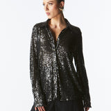 Impression Sequin Shirt - Gunmetal