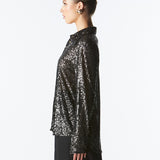 Impression Sequin Shirt - Gunmetal