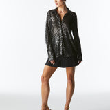 Impression Sequin Shirt - Gunmetal