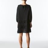 Midsummer Ruffle Long Sleeve Mini Dress - Black