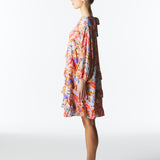 Midsummer Ruffle Long Sleeve Mini Dress - Sunset Palm