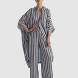 Grounded Shirt Dress - Blue/Tobacco Stripe