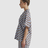 Grounded Blouse - Blue/Tobacco Stripe