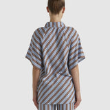 Grounded Blouse - Blue/Tobacco Stripe