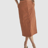 Airborne Leather Skirt - Tan