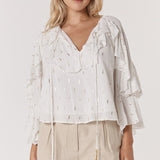 Delia Ruffle Top - White