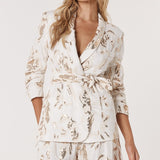 Ines Sequin Linen Blazer - Ecru