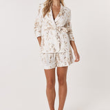 Ines Sequin Linen Blazer - Ecru