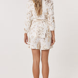 Ines Sequin Linen Blazer - Ecru