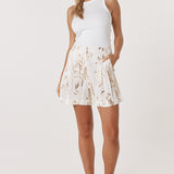 Ines Sequin Linen Short - Ecru
