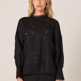 Aven Embroidered Blouse - Black