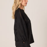 Aven Embroidered Blouse - Black