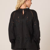 Aven Embroidered Blouse - Black
