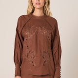 Aven Embroidered Blouse - Cinnamon