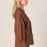 Aven Embroidered Blouse - Cinnamon