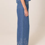 Sloane Embroidered Jean - Mid Blue