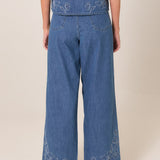 Sloane Embroidered Jean - Mid Blue