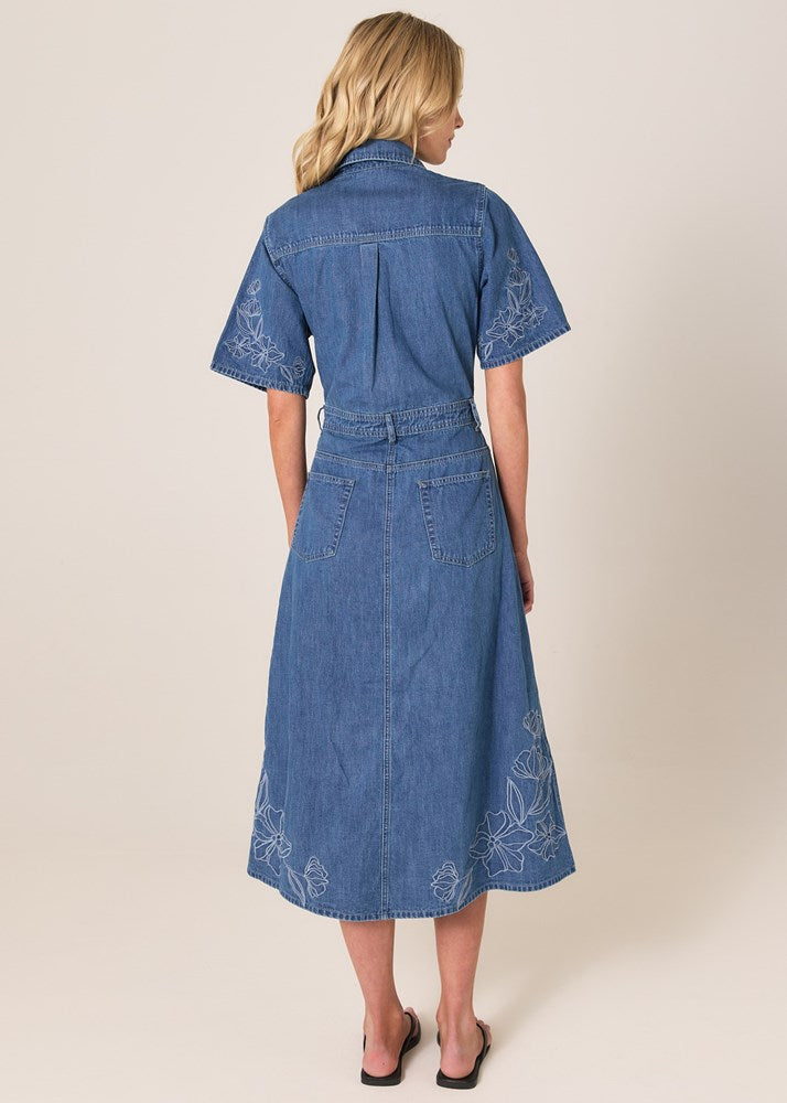 Sloane Embroidered Denim Dress - Mid Blue | Fate & Becker | Timeless Women's Fashion Sloane Embroidered Denim Dress - Mid Blue | Fate & Becker | Timeless Women's Fashion