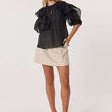 Celeste Ruffled Blouse - Black
