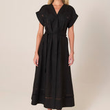 Aven Embroidered Dress - Black