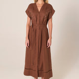 Aven Embroidered Dress - Cinnamon