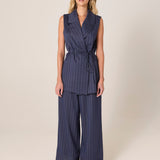 Zephyr Straight Leg Pant - Navy Pinstripe