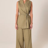 Zephyr Wrap Vest With Belt - Sage