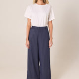Zephyr Straight Leg Pant - Navy Pinstripe