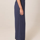 Zephyr Straight Leg Pant - Navy Pinstripe