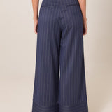 Zephyr Straight Leg Pant - Navy Pinstripe