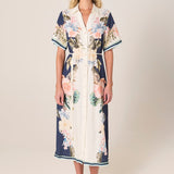 Solara Placement Print Shirt Dress - Navy Print