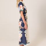 Solara Placement Print Shirt Dress - Navy Print