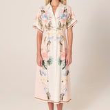 Solara Placement Print Shirt Dress - Pink Print