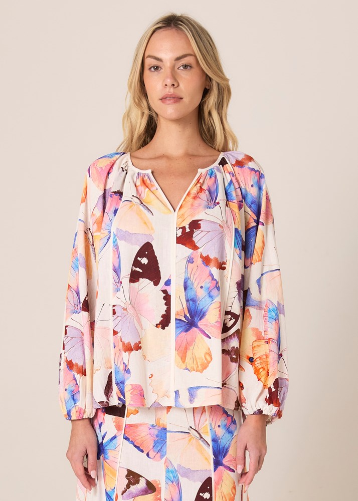Mariposa Print Blouse - Butterfly Print